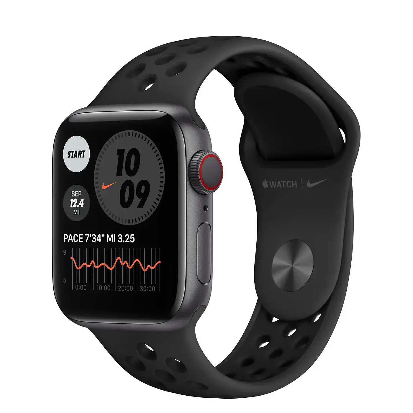 Apple Watch Series 6 Nike GPS + Cellular 40mm Space Gray Aluminum Case with Anthracite/Black Nike Sport Band (M06L3, M07E3)